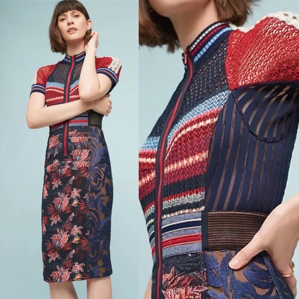 Anthropologie Byron Lars Jewel Jacquard Sheath Dress - Picture 15 of 16
